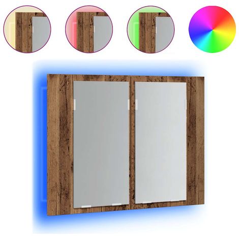 Maison Exclusive - Mobile Specchio LED Legno Antico 60x12x45 cm Legno Multistrato