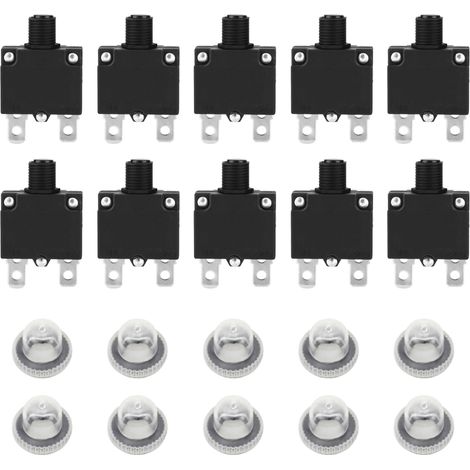 10 Protecteurs de surcharge 10A 125/250Vac 32Vdc avec capuchon étanche - Disjoncteurs électriques (lot de 10 pièces) (1/5)