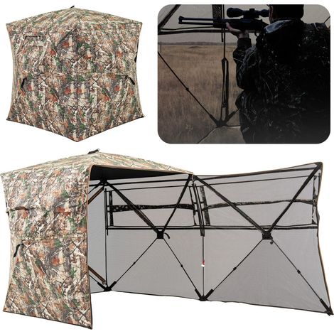 Capanno da caccia portatile 148 x 148 x 170 cm vista a 360° facile da montare stile mimetico tessuto Oxford verde 200017854