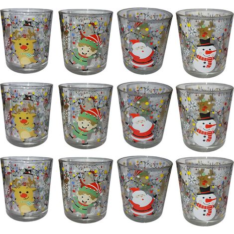 12 bicchieri decori natale gnomo elfo babbo natale renna rosso merry christmas decorazione tavola natalizia addobbi di casa cl25 idea regalo