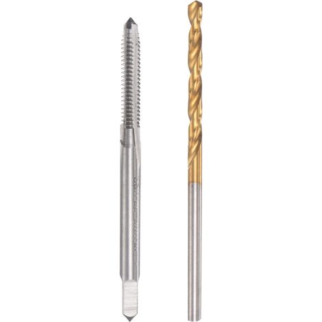 4-40 UNC Taraud Droit Cannelure et 2,3mm Hélicoïdal Foret Embout Ensemble Titane Plaqué 6542 Haute Vitesse Acier Trépan Forage Machine Taraudage (1/5)