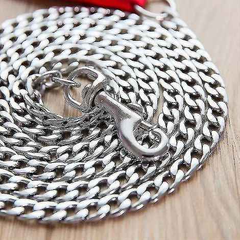 Laisse anti-morsure pour chien, chaîne en fer avec mousse anti-coupure, pour chiens de petite, moyenne et grande taille - 3,5 mm x 1,8 m - Noire (1/5)