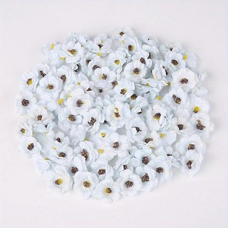 20 mini têtes de marguerites multicolores de 3 cm, en soie artificielle, pour décoration de mariage, décoration intérieure, couronnes de Noël et scrapbooking.bleu clair (1/5)