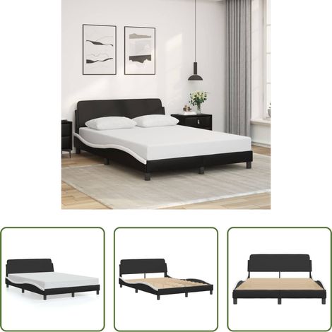 Kunstlederbett - Bettgestell "Dover" Schwarz und Weiß 140x190 cm Kunstleder (1/5)