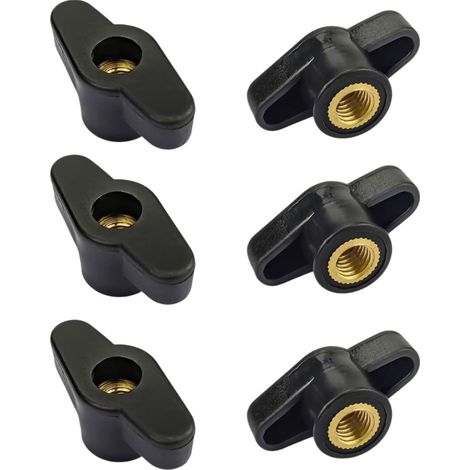 Écrous à poignée 6 Pièces Ecrou Droit Bouton de Serrage à Filetage Moleté M8 Noir Laiton Plastique Tête Droite Pour Mécaniques Mobilier Équipements (1/4)
