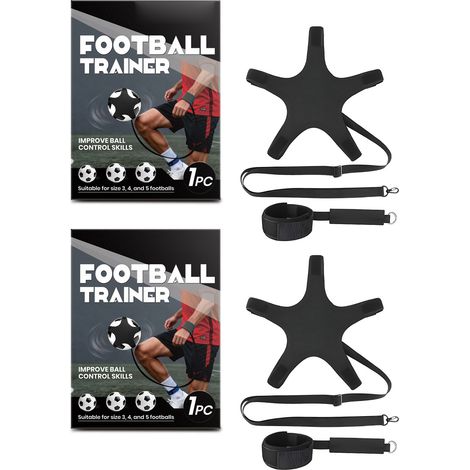 Entraîneur de football 2 pièces, jongleur de football avec dragonne ajustable et rebond automatique, outil d'entraînement pour améliorer le contrôle du ballon (2 pièces) (1/5)