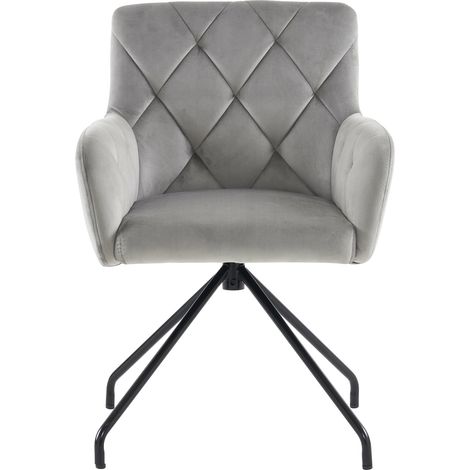 Set 4 sedie da pranzo imbottite in velluto grigio chiaro con gambe in metallo MODENUIT (1/5)