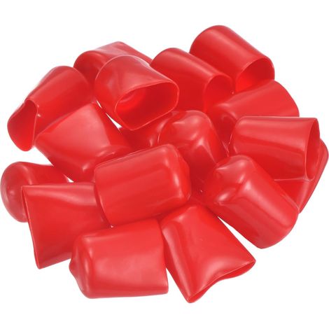50pcs Embouts en Caoutchouc, 20 mm ID Vis Filetage Protecteur en PVC Embouts de Protection Flexible pour Tube Métallique, Câbles, Fils, Tige, Écrou et Cache Boulon, Rouge (1/5)