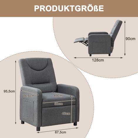 Fauteuil inclinable relax TV lounge réglable avec repose-pieds, gris foncé – confort ergonomique et design moderne (1/4)