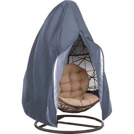 Hängesessel Abdeckung Outdoor, 210D Oxford Swing Egg Chair Cover Hängekorb Hängesessel Gestell mit Reißverschluss, Wasserdicht Winterfest UV-Anti Anti-Staub (Grau,200x230cm)