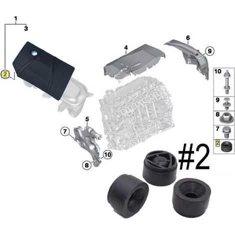 Jeu de 6 bagues de montage moteur, compatible avec les modèles Ford Focus 2004-2011, numéro de pièce 4M5G-6A994-AA 1434444, avec cache de protection sous châssis. (1/4)