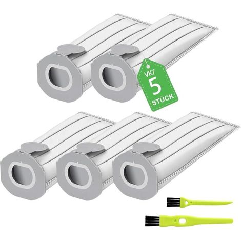 Lot de 5 sacs compatibles pour Folletto VK7S VK7 FP7S FP7, sac de filtre de rechange pour Kobold VK7 Filtre sacs accessoires (5 pièces) (1/4)