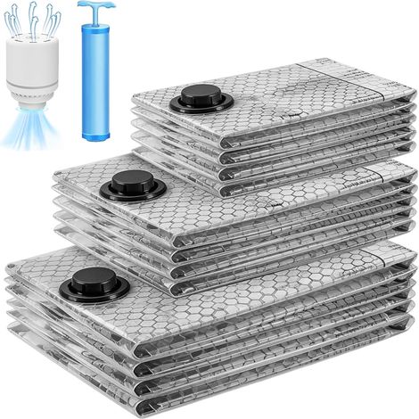Sac Sous Vide Vetement Aspirateur 12 PCS: Sac De Rangement Sous Vide Avec Pompe électrique De Compression, Sacs De Rangement Sous Vide s Pour Literie, Vêtements, Couettes, Oreillers (1/5)
