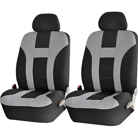 Fundas transpirables, lavables y elásticas de poliéster para los asientos delanteros, protectores de asientos de coche con reposacabezas extraíbles, aptas para la mayoría de furgonetas, camiones y SUV (1/5)