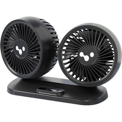Ventilateur de voiture double tête 12V/24V – Ventilateur réglable 3 vitesses, ventilateur de refroidissement USB pour tous véhicules (1/5)