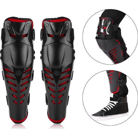Paire de genouillères de protection pour motocross et course moto, équipement de sécurité. (1/4)
