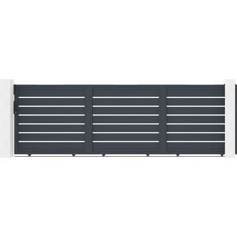 Portail coulissant 4,5m VOGEL H.140 aluminium gris (1/5)