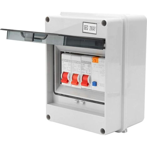 Dioche Mini disjoncteurs 2 voies pour garage, caravane, unité de consommation 40 A 30 mA RCD 2 MCB 6 A + 16 A en Plastique (1/5)
