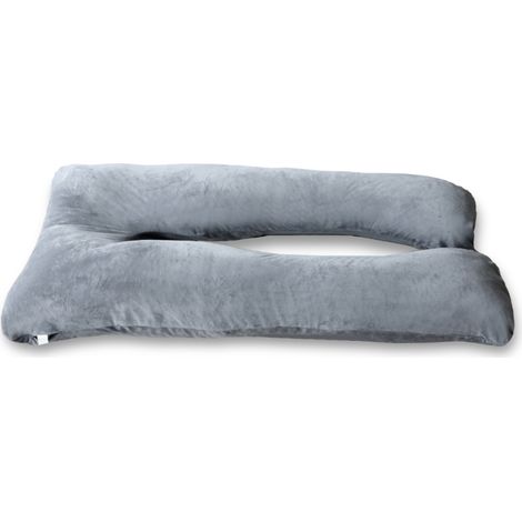 Coussin de Grossesse Velours - 140x80 cm Gris Bananair (1/5)