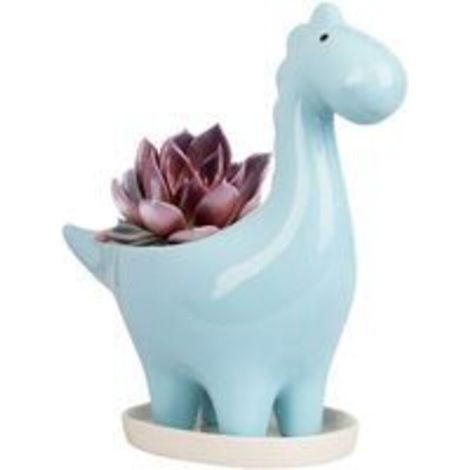 Keramik-Sukkulententopf mit Untersetzer, Dinosaurier-Form, Kaktus-Blumentopf, Mini-Blumentopf für den Innenbereich, Geschenkdekoration für Zuhause, Büro, Bonsai-Pflanzgefäß (blau)