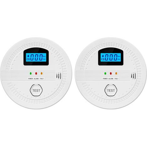 2-in-1 Smoke and Carbon Monoxide Detector Pack, CO Detectors, LCD Screen, Smart Audible and Visual Alarm, Low Battery Warning for Home Office, Garage, Hotel, Apartment (1/4)
