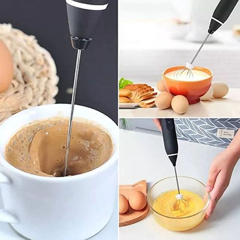 Mousseur à lait électrique en acier inoxydable, facile à utiliser, mélangeur à mousse de café portatif pour la cuisine, noir, 0,5 A CC, 5,5 V, 2 W (1/5)