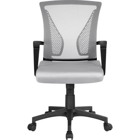 Yaheetech – Chaise de bureau en maille respirante – Dossier inclinable – Hauteur réglable 35-45 cm – Charge 136 kg – Accoudoirs ergonomiques – Pivotante 360°