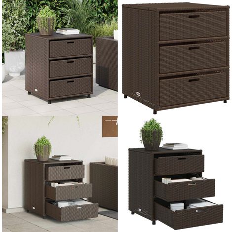 Armario de almacenaje de jardín ratán PE marrón 55x59x69 cm - Almacenamiento exterior - Cajones de jardín