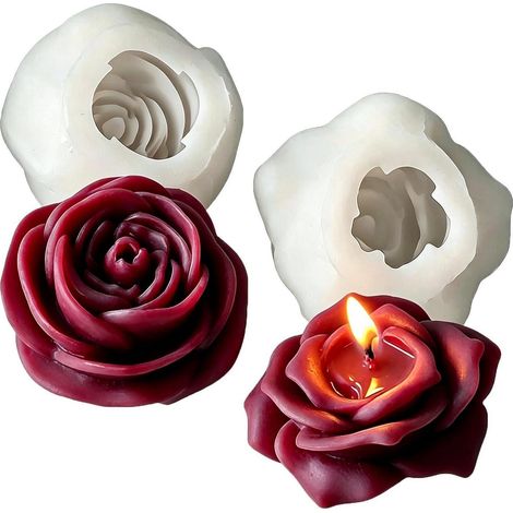 2er Set Rosen Silikonformen für Kerzen, Seifen, Ornamente, 2 Größen