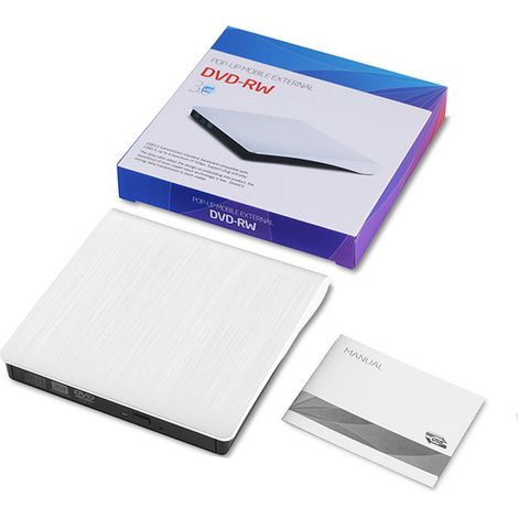 Lecteur Graveur DVD CD Externe - USB 3.0 - Windows 10 - Noir - 1 Pièce