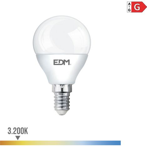 Bombilla LED EDM Esférica E14 5W 400lm 3200K Luz Cálida Ø4,5x8cm (1/4)