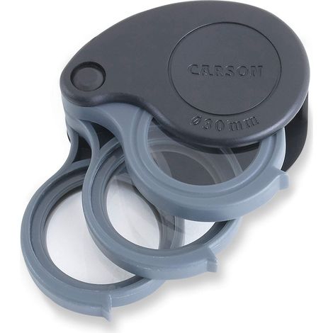 Carson 5x / 10x / 15x Triview Lente D’ingrandimento Pieghevole Con Custodia Integrata, Compatta E Versatile Per Uso Quotidiano E Professionale (TV-15) (1/4)