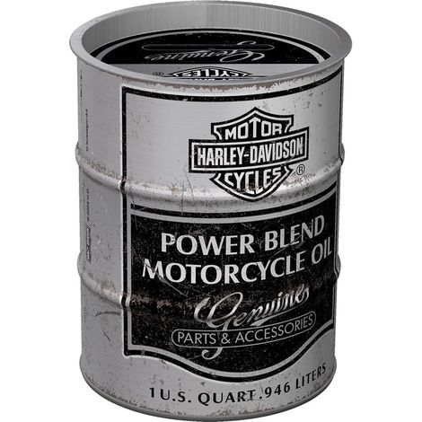 Tirelire métal vintage Harley-Davidson style tonneau de pétrole (1/2)