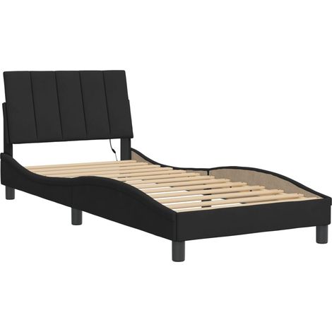 Bettgestell mit LED ohne Matratze "Hanko" Schwarz 90x200 cm Samt vidaXL (1/4)