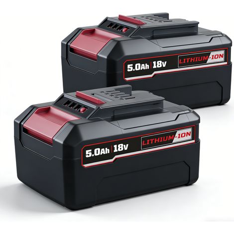 2pcs HSL1810 18V 5.0Ah Li-on Battery Remplacement pour Einhell 18V X-Change Power Tools Battery Pin, compatible avec Einhell 18V Power X-Change X-ChangeH Wireless Tools et Machines de Jardin (1/5)