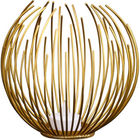 Chandelier en fer forgé - Chandelier - Chandelier décoratif en fer forgé en forme de colonne - 15,5 cm x 15,5 cm x 15 cm - Doré (1/5)