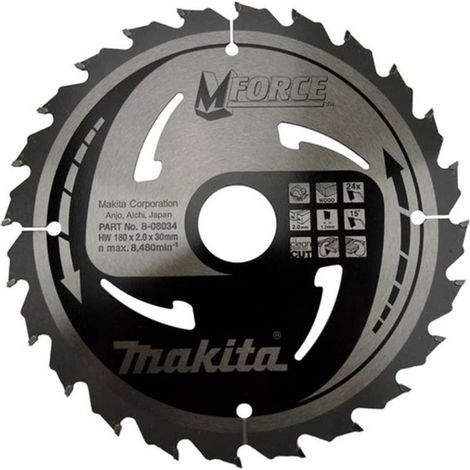 Makita - Hoja de sierra para madera, 180x30 mm, 24 dientes B-32029