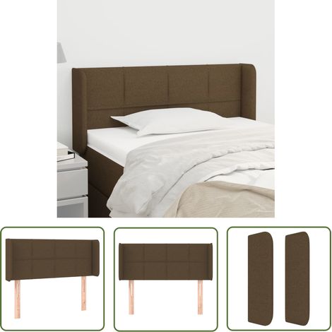 The Living Store Tête de lit avec oreilles Marron Foncé 103x16x78/88 cm Tissu - Tête De Lit - Têtière - Literie - Meuble De Chambre - Décoration Chambre (1/5)