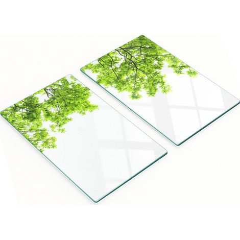 Tablas de cocina de vidrio templado con gr谩ficos, 2 piezas, hojas de roble, 2x30x52 cm (1/5)