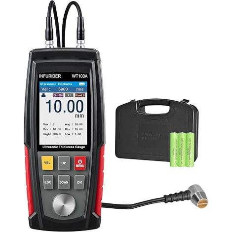 Jauge d'épaisseur, YF-WT100A Coating Thickness Gauge, Ultrason Testeur Epaisseur Peinture Voiture avec Chargeur Usb, Compteur d'Épaisseur à Portable Testeur 1-225mm (1/5)