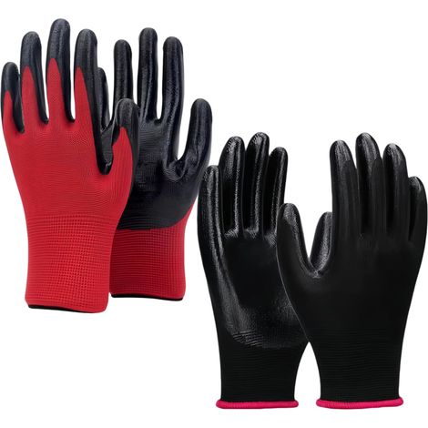 2 Paires Gants de Travail Homme,outils de jardin,avec Revêtement Caoutchouc Antidérapant, Gant Manutention Respirant pour Travaux Extérieurs (1/5)