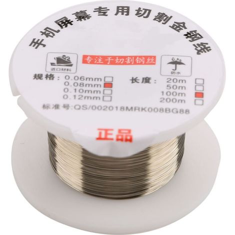 Ligne de fil de coupe en molybdène de 100 m pour la réparation de séparateur d'écran d'affichage LCD (0,08 mm x 100 m) (1/5)