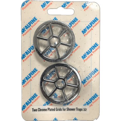 McAlpine CARD-32 Two Chrome Plated Grids For Shower Traps - STWGR-CP x 2