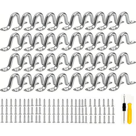 40 Pontet INOX, Acier Inoxydable Pontet avec 80 vis & 1 Tournevis pour Bateau et Kayak,Pont,Voile D\'ombrage de Voiture,Grement de C (1/5)