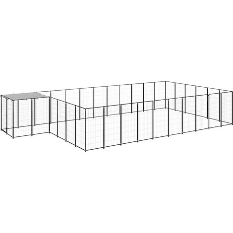 Maison Exclusive - Gabbia per Cani Nera 19,36 m² in Acciaio (1/5)