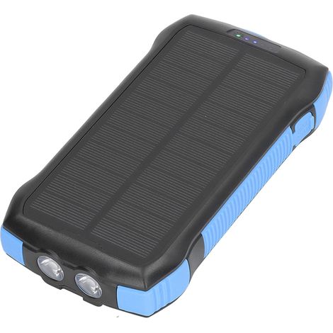 Batterie externe étanche 33 500 mAh, lampe torche d'extérieur, batterie externe solaire à charge rapide PD (noir/bleu) (1/5)