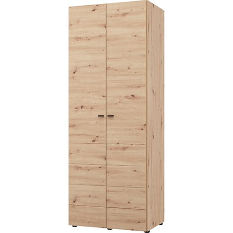Guardaroba 2 Ante Pomar, Armadio Camera da Letto Appendiabiti, un Ripiano, 2 Ante, 79x208h cm Marrone Rovere Nodi