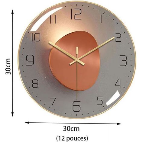 Moderne Horloge Murale Silencieuse, Horloge Murale Digitale de 30 cm Pendule Murale Ronde Numérique à Quartz (Doré) (1/5)