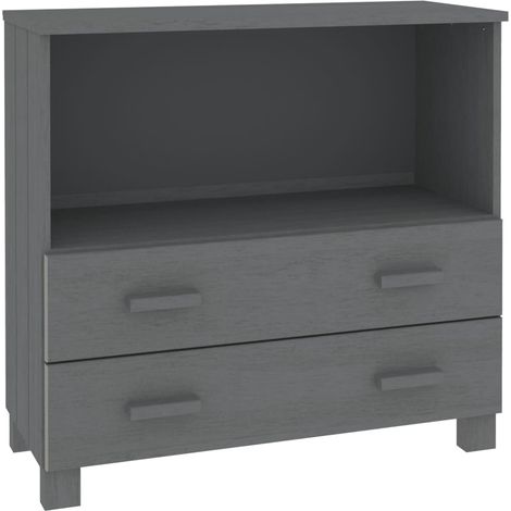 Credenza cassettiera cassettiera mobile contenitore organizer cucina soggiorno scuro 85 x 35 x 80 cm legno massello di pino grigio 020032169