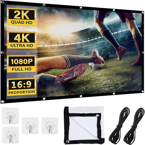 120 Inch Projector Screen: 16:9 HD Projection Screen, Outdoor Projection Screen, Anti-Wrinkle, Foldable Screen for Home, Office, School, Camping (1/5)